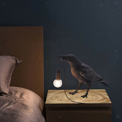 Bird Table Lamp Resin Crow Raven Desk Bedroom Wall Sconce Light Fixtures Gift AU