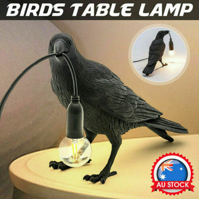 Bird Table Lamp Resin Crow Raven Desk Bedroom Wall Sconce Light Fixtures Gift AU