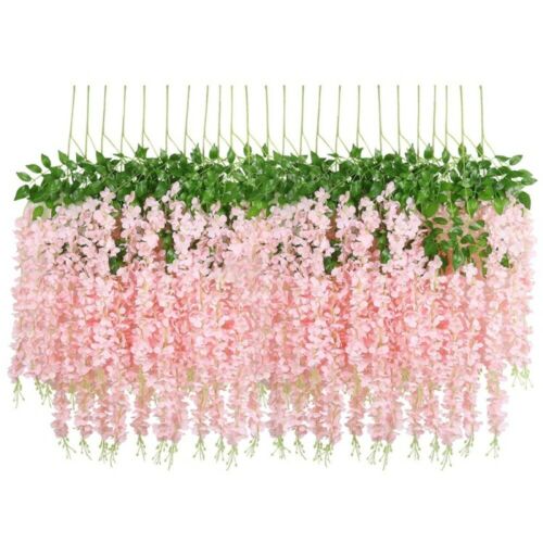 12X Artificial Silk Fake Flower Garland Vine Wisteria Leaf Hanging Wedding Decor