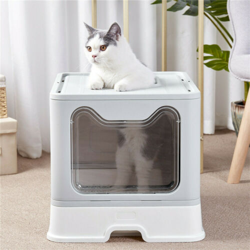 Large Cat Litter Box Toilet Kitty Self-Cleaning Hooded Tray Enclosed Training