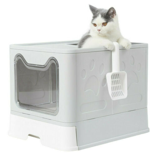 Large Cat Litter Box Toilet Kitty Self-Cleaning Hooded Tray Enclosed Training