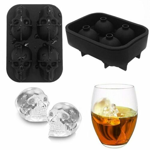 Silicone 3D Skull Ice Cube Mold Tray Skeleton Head Shaped Maker Whiskey Cocktail