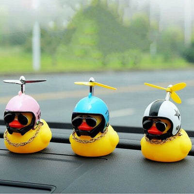 Wind Propeller Helmet Small Yellow Duck Wind & Wave breaking Car Dashboard Decor