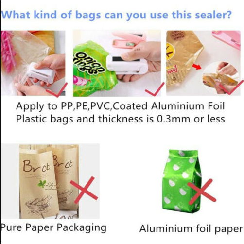 Plastic Poly Bag Handheld Mini Sealer Heat Sealing Machine Portable Sealer for