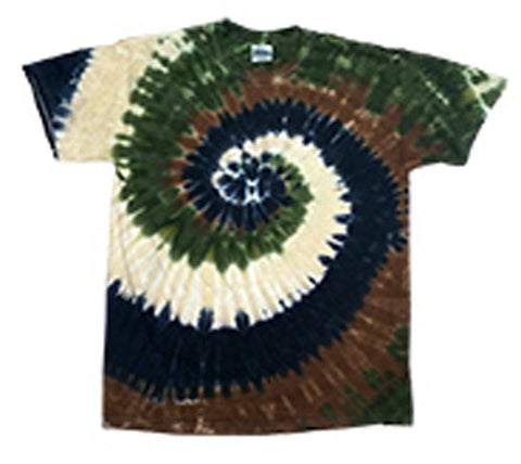 CAMOUFLAGE RAINBOW SWIRL TIE DYED TEE SHIRT